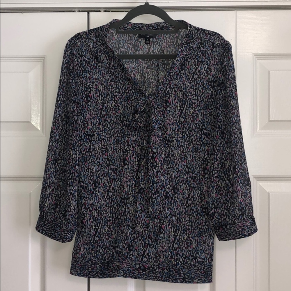 The Limited Multicolored Sheer 3/4 Sleeve Blouse